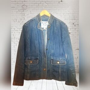 David Brooks Blue and Gold Jean Jacket Classic Style